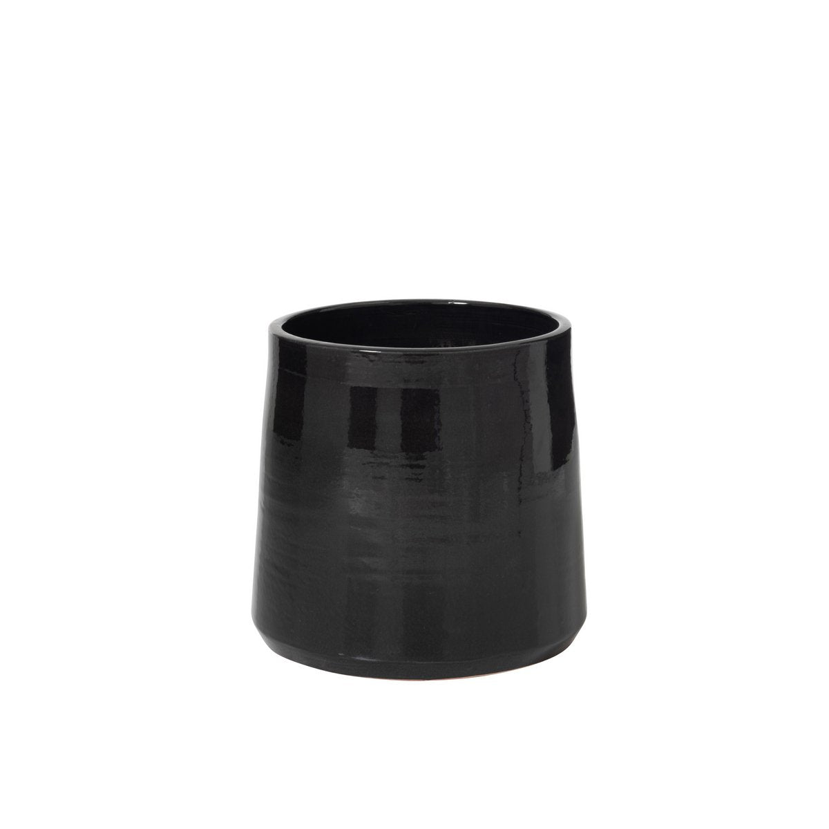 Pot de fleurs J-Line en céramique noire avec finition moderne, diamètre 28 cm