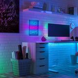 Décoration de la police LED "Pas de mauvais jours" pour l'intérieur de 30 x 18 cm, en bleu et magenta-rouge