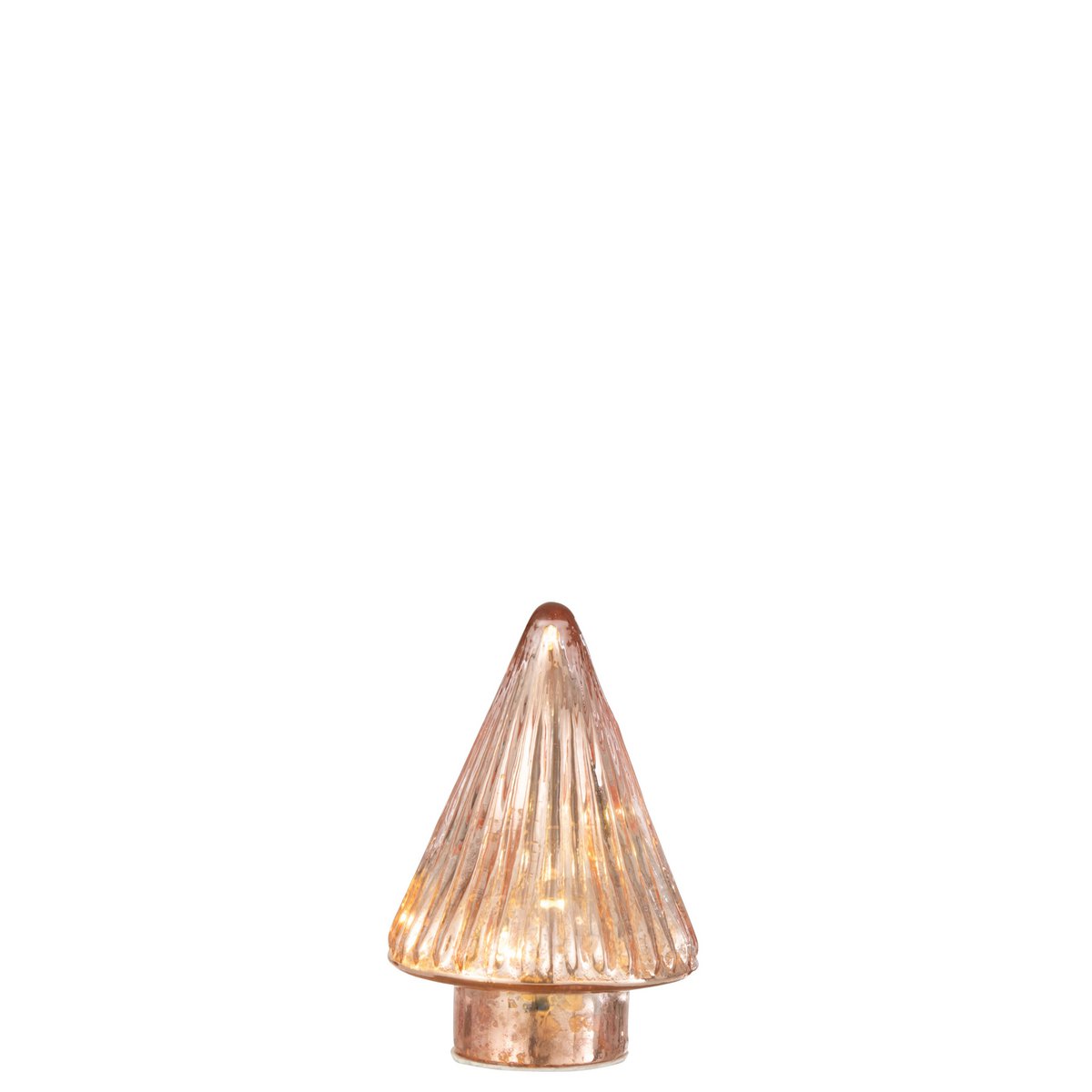 Sapin de Noël J-Line en verre rose avec LED allumées, vue de face
