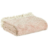 Plaid chiné Jane Sienne en tissu bouclette beige avec franges