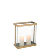 Détail de la lanterne Enma, finition dorée et verre transparent