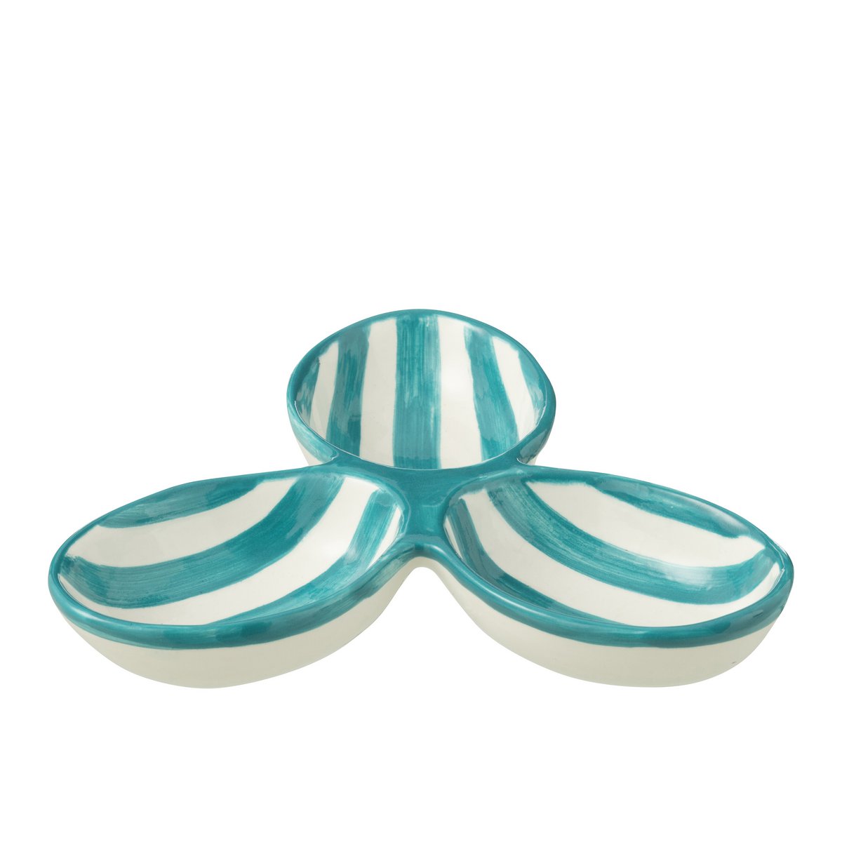 Assiette J-Line Grenade Clover en céramique blanche et aqua, design trèfle