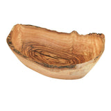 Corbeille à fruits bord rustique (longueur : 30 - 33 cm) en bois d'olivier