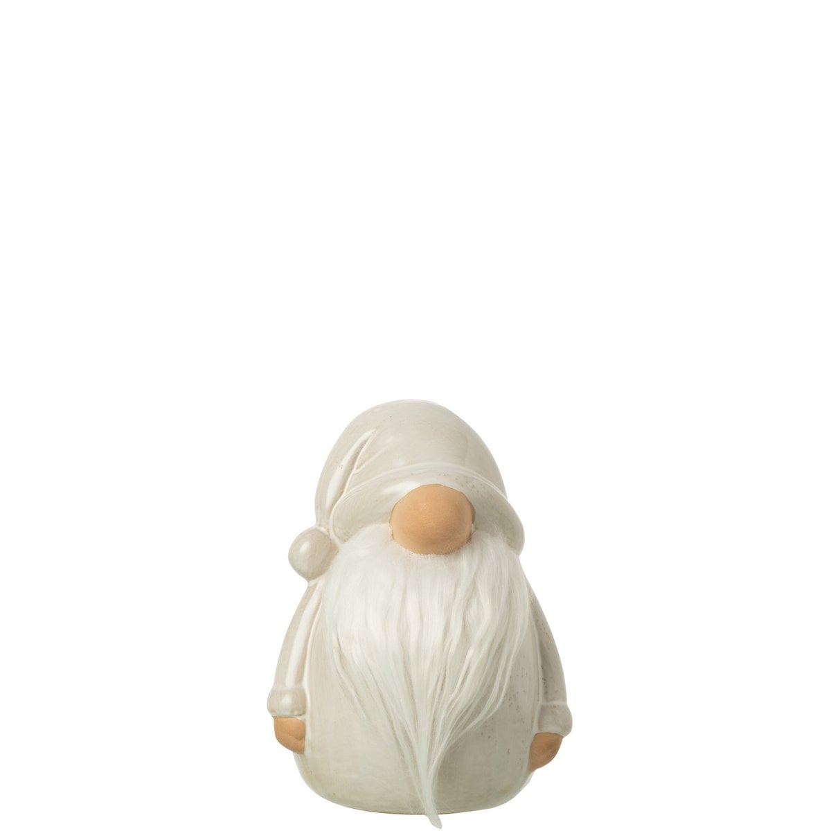 Détail de la figurine J-Line Gnome Beard, porcelaine grise, ambiance décorative