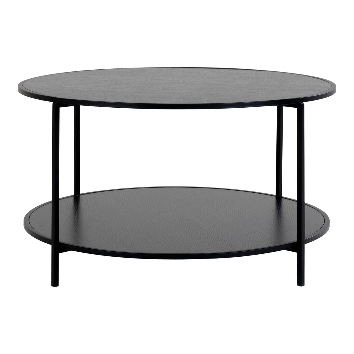 Table basse Vita montrant le design à deux niveaux et le plateau rond