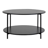 Table basse Vita montrant le design à deux niveaux et le plateau rond