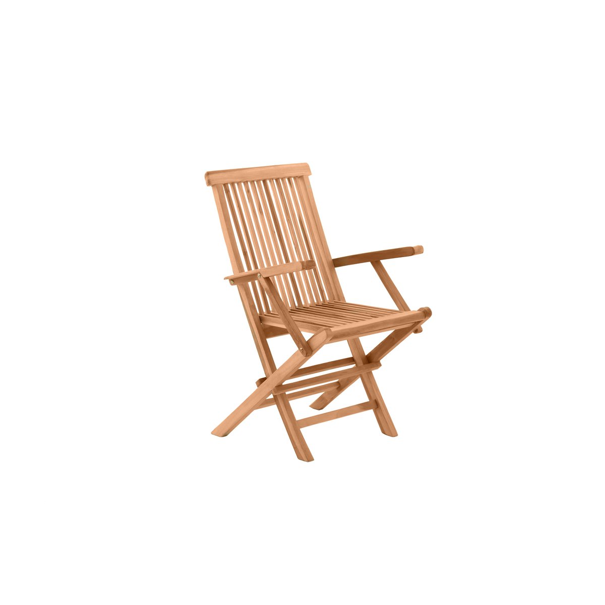 Fauteuil de jardin en teck, vue de face avec accoudoirs