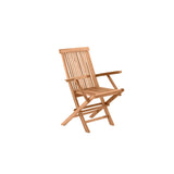 Fauteuil de jardin en teck, vue de face avec accoudoirs