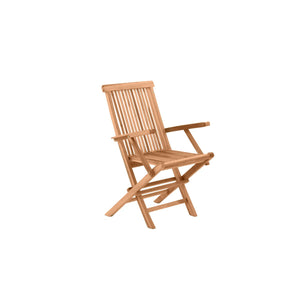 Fauteuil de jardin en teck, vue de face avec accoudoirs