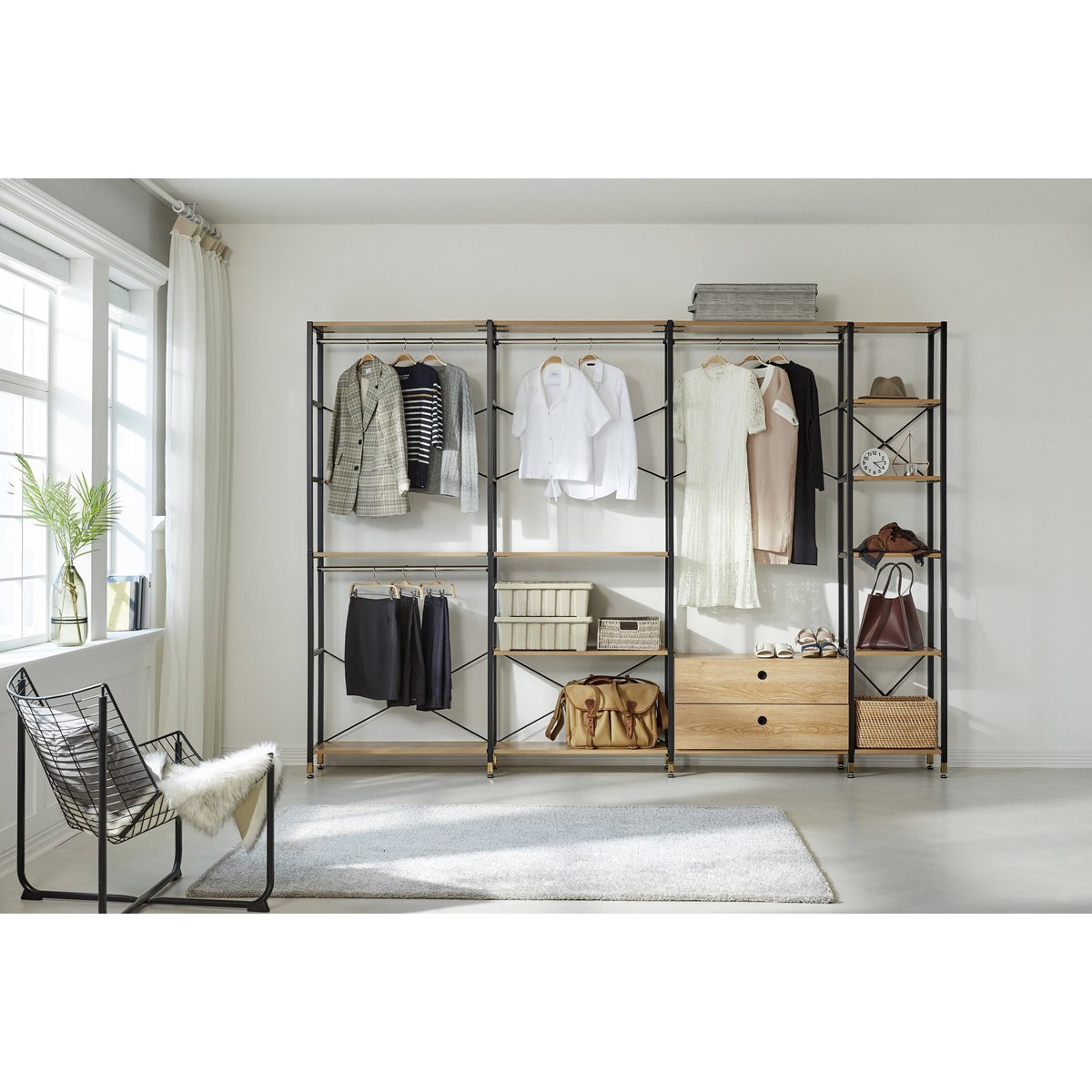 Étagère murale Moebilia en métal et MDF avec décor acacia