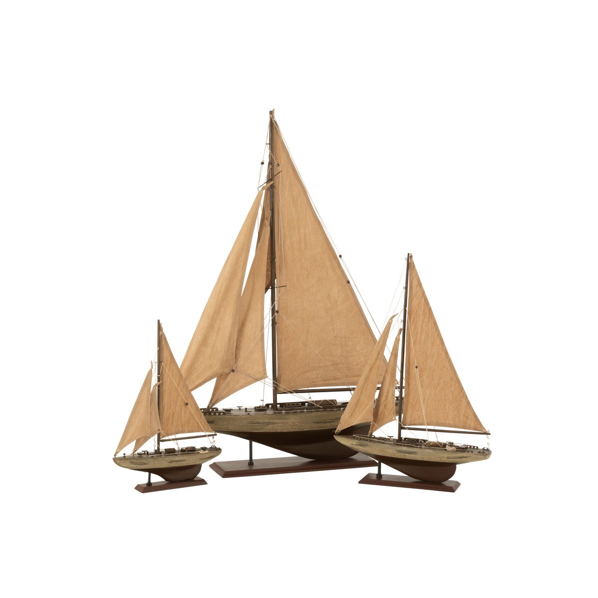 Décoration Saiboat J-Line en bois marron vue frontale