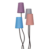 Lampe debout textile 4-flamme "boho" coloré, lampadaire avec parapluies colorés, avec une douille E14, pour salle à manger, salon, couloir ou bureau, 140 cm de haut