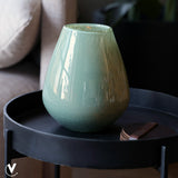 Vase artisanal vert en verre épais