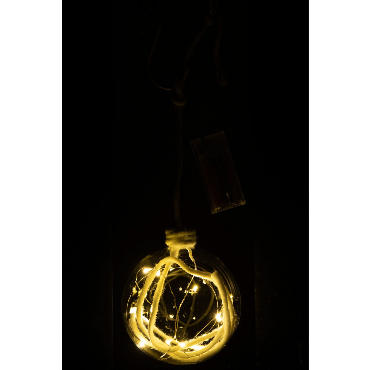 Détail de la corde et du verre de la boule de Noël LED J-Line