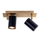 Mur et plafond à 2 places "Frida" en métal noir / or, projecteurs de plafond, Gu10, plafond pour salle à manger, salon, couloir ou bureau, 24 cm de long