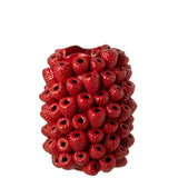 Vue détaillée du vase J-Line Berry, céramique rouge brillante