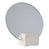 Miroir de table en verre et travertin, vue de face