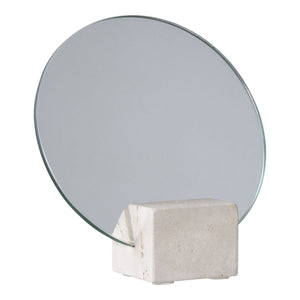 Miroir de table en verre et travertin, vue de face
