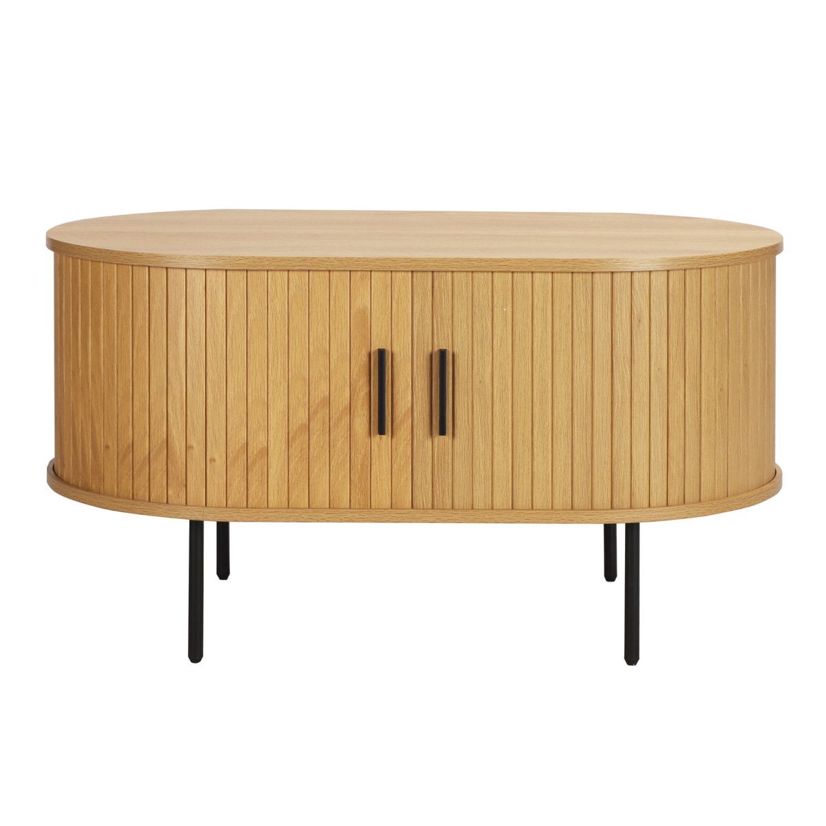 Table basse scandinave en bois naturel et métal noir