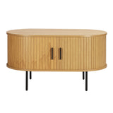 Table basse scandinave en bois naturel et métal noir
