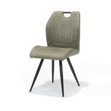 Chaise Garda en tissu noir vert doux, vue de face