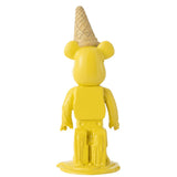 Ours cornet de glace J-Line en résine jaune, décoration moderne