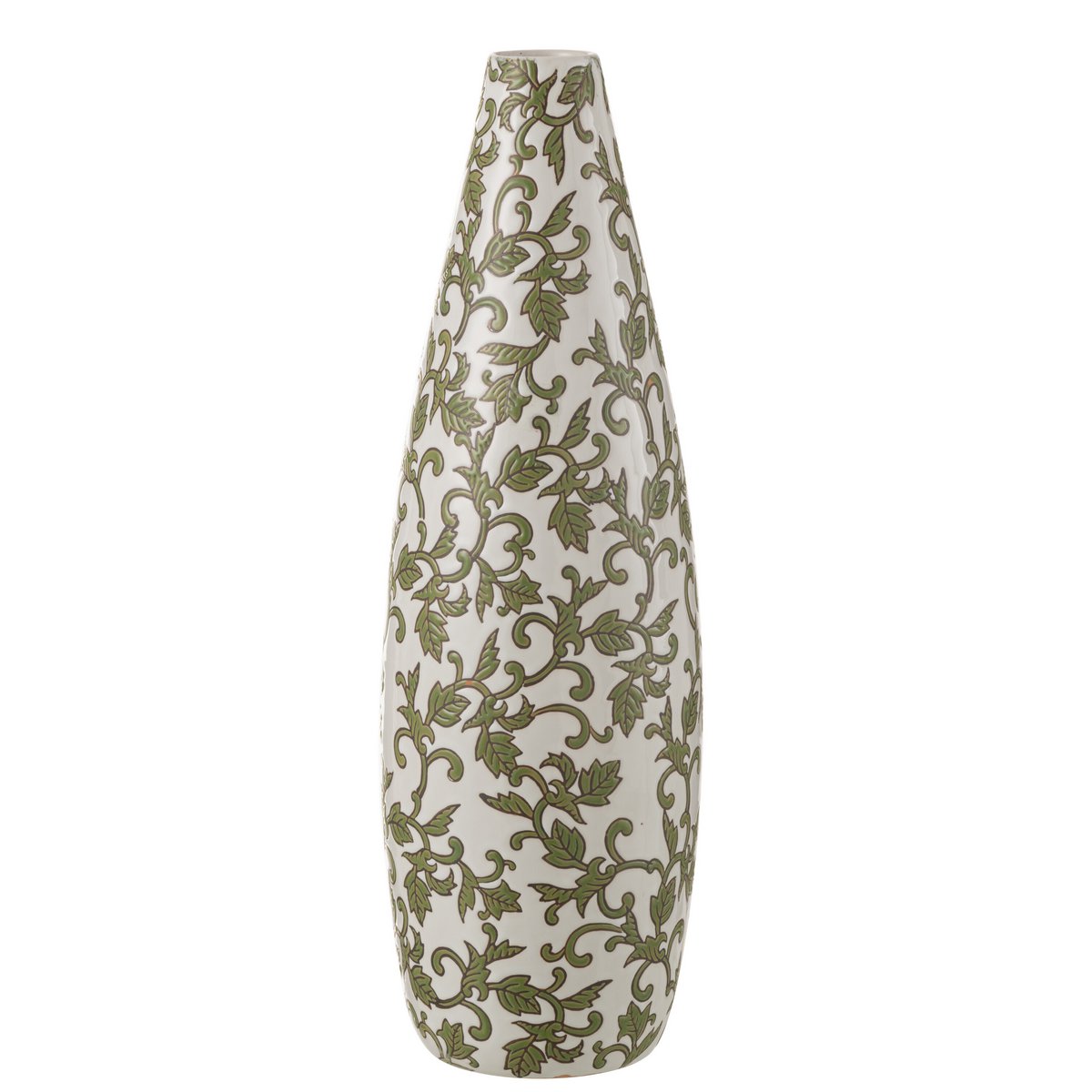 Vase Yezi J-Line en porcelaine verte et blanche, élégant et moderne.
