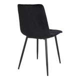 Chaise Middelfart en velours noir, vue latérale montrant les pieds en métal