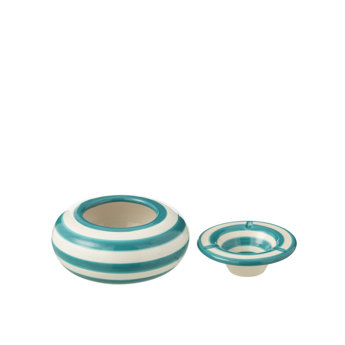 Cendrier J-Line Granade Stripes sur une table en bois - ambiance décorative