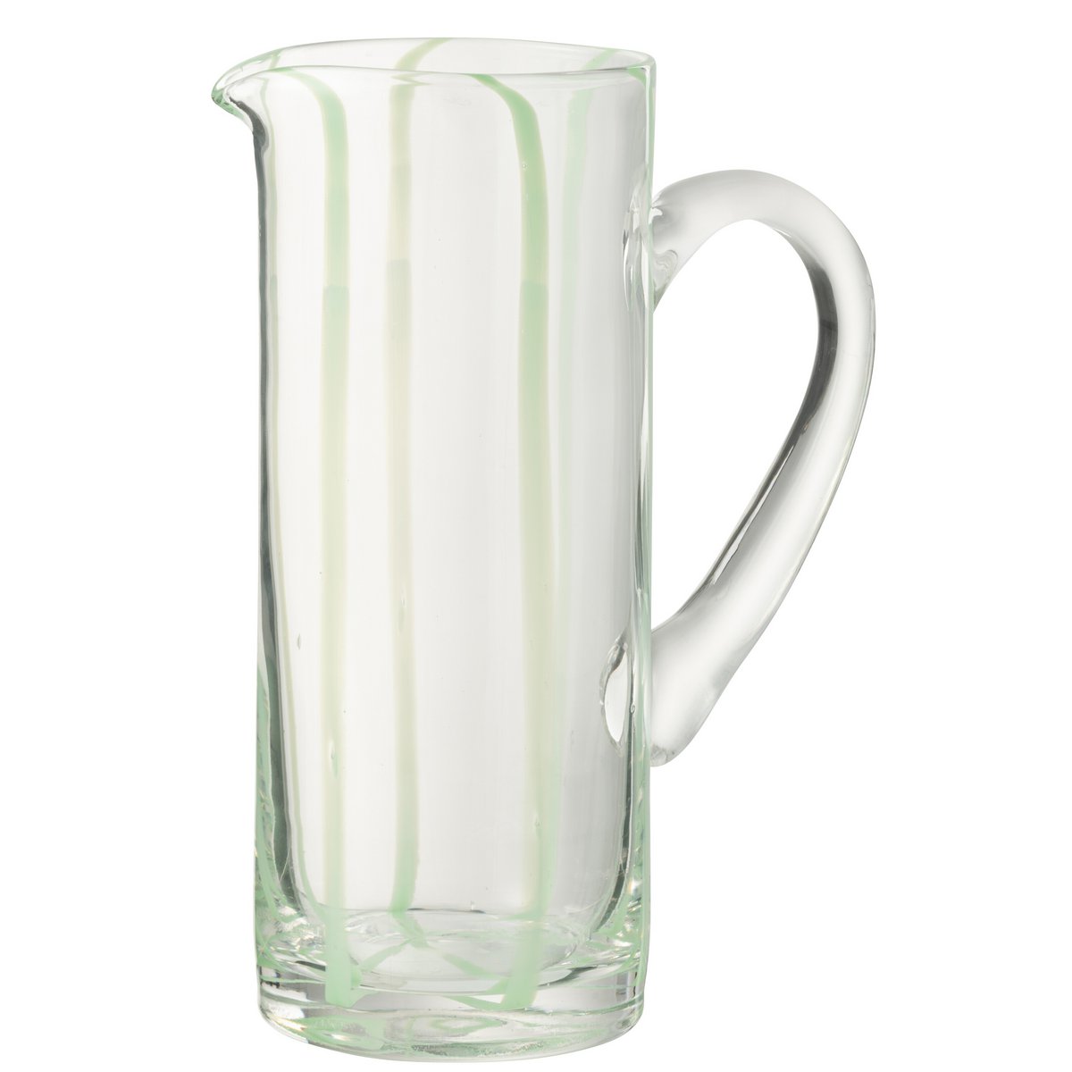 Carafe J-line rayures en verre transparent et vert, vue latérale