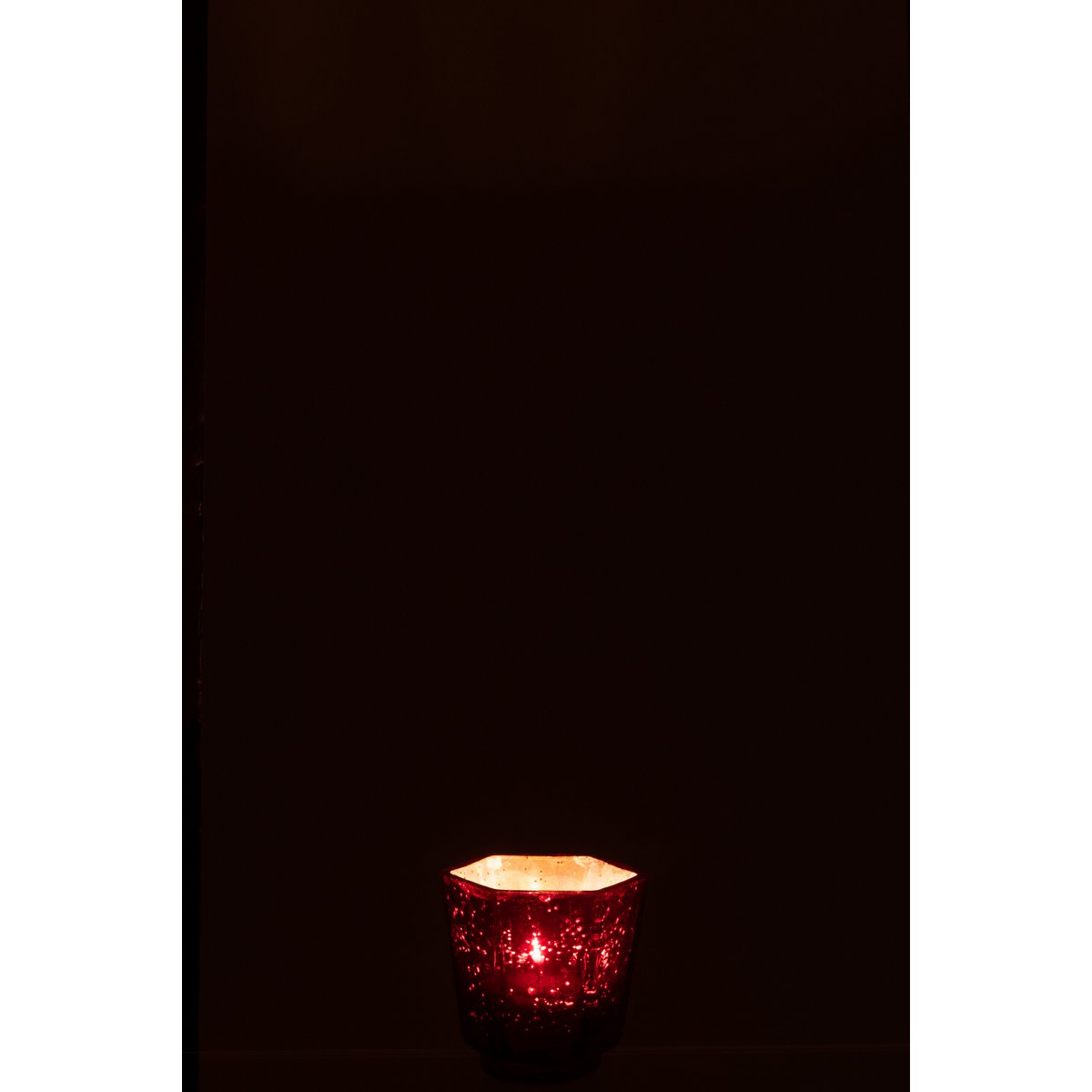 Bougeoir J-Line Heptagon en verre rouge - ambiance décorative