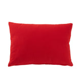 Coussin J-Line rectangle en velours rouge avec motifs sapins de Noël