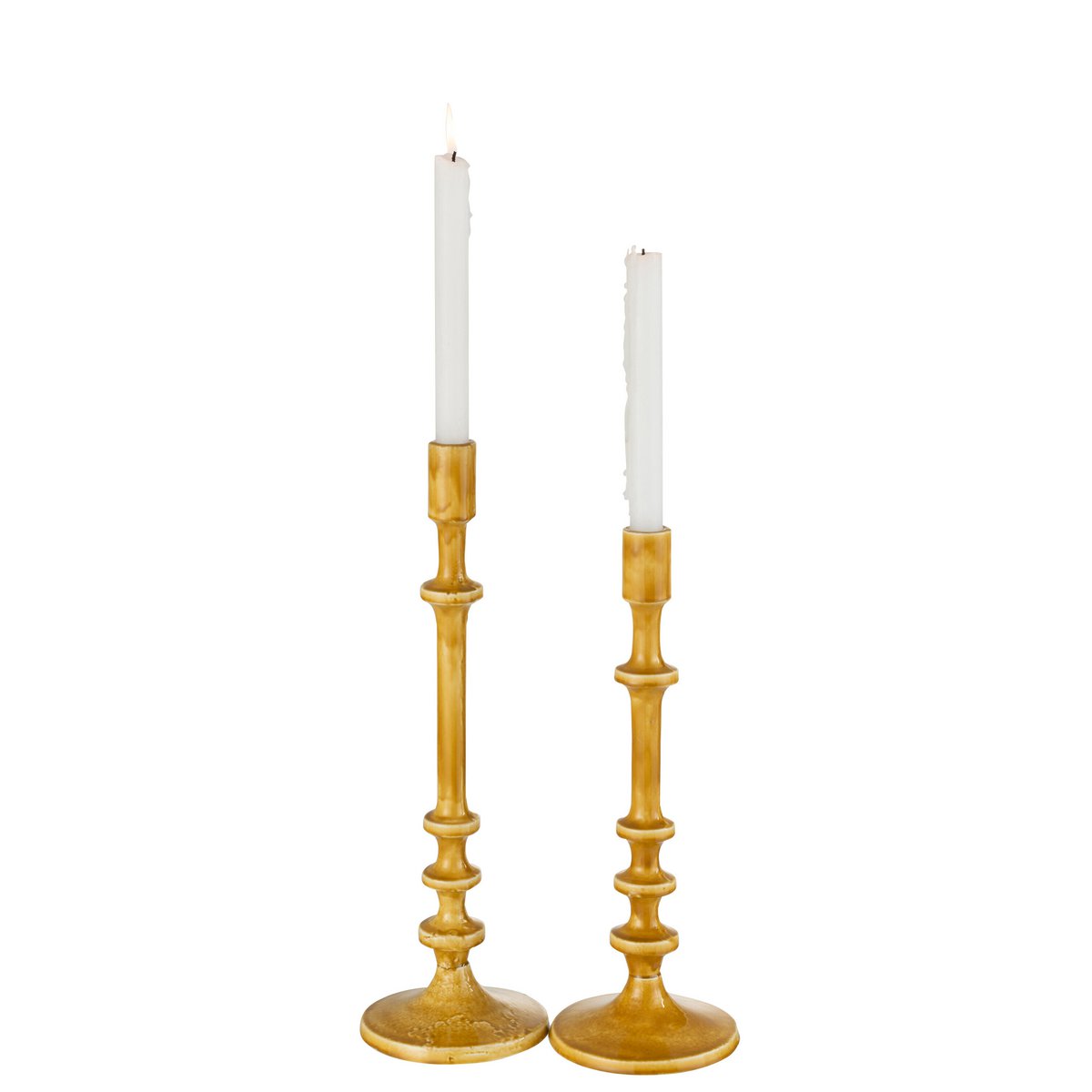 Bougeoir J-Line Classic en aluminium ocre, ambiance salon