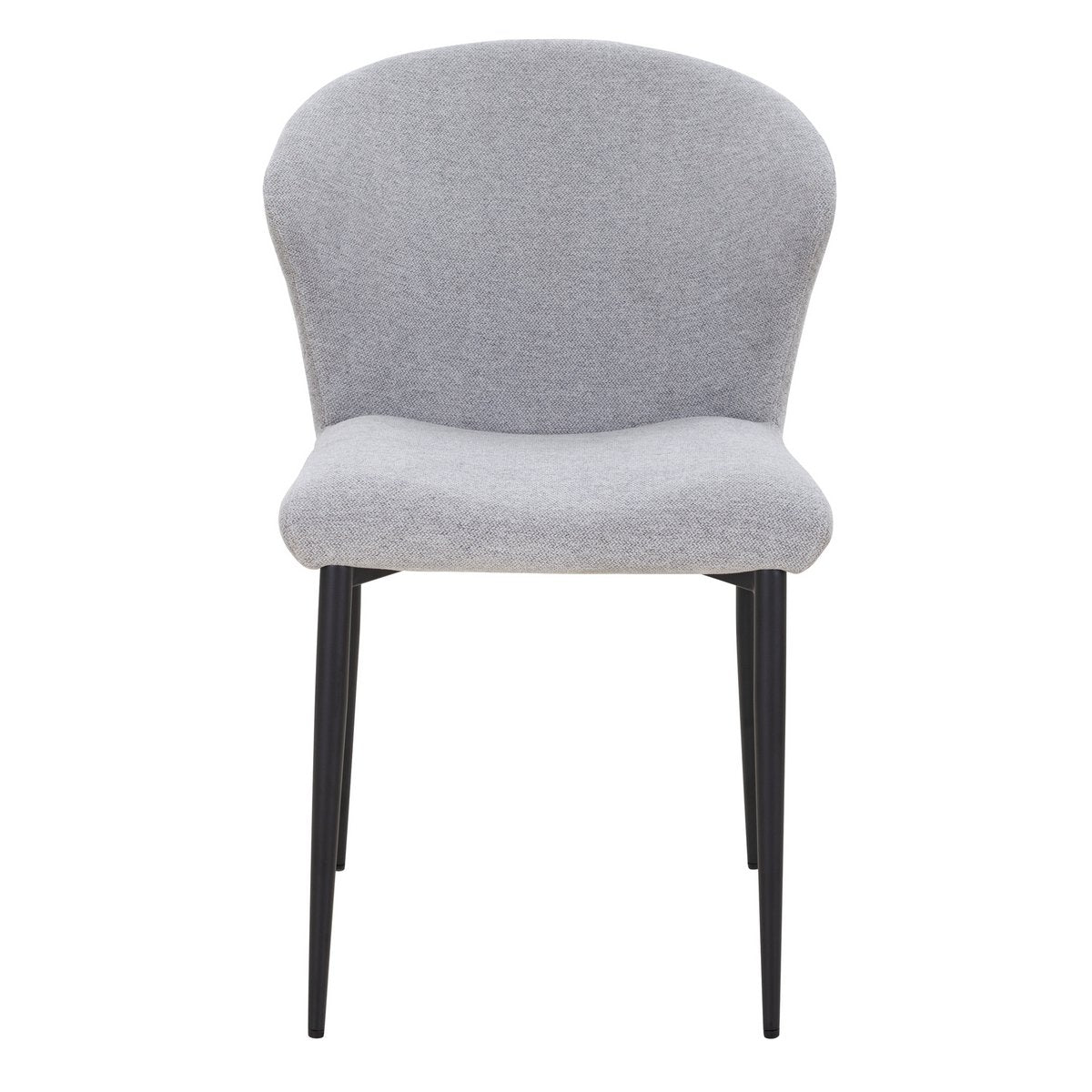 Détail du dossier arrondi des chaises grises