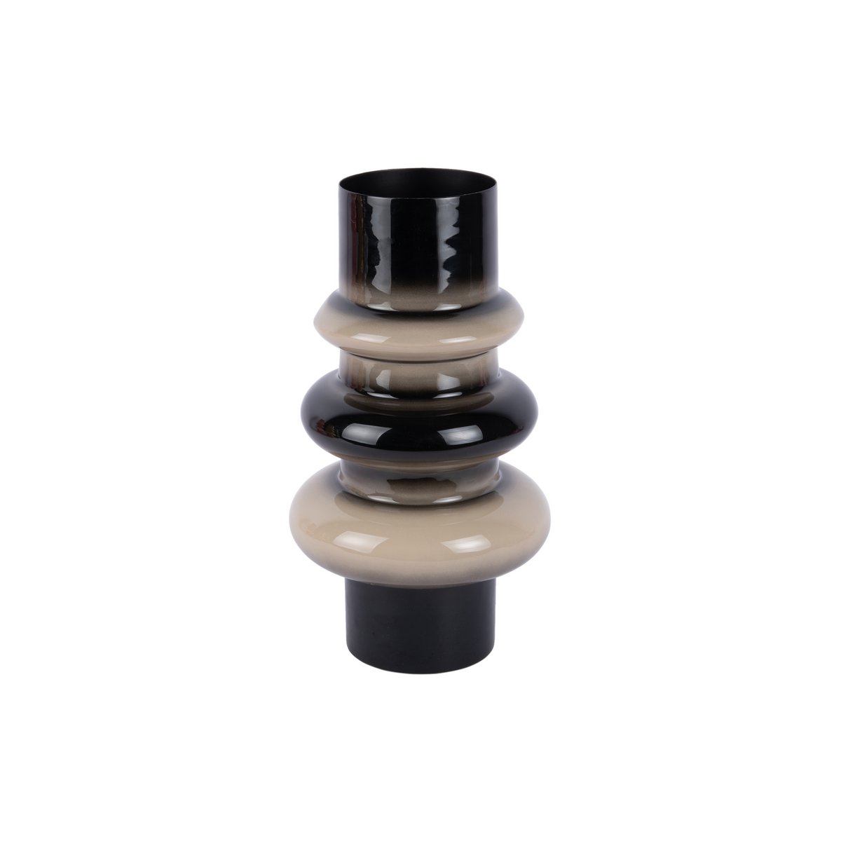 Vase Grato Petit en métal noir, vue de face avec design épuré