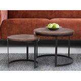 Table basse set de 2 table d'appoint table de salon ronde Austin structure métal argent antique ou noir