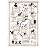 Torchon Dubout Calendrier chatons 2026 Ecru 48 x 72