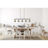 5 pendentif "Corbis", lampe conjugale en noir en noir, avec de l'or et du rotin, avec une douille E14, pour une salle à manger, un salon, un couloir ou un bureau, 100 cm de long