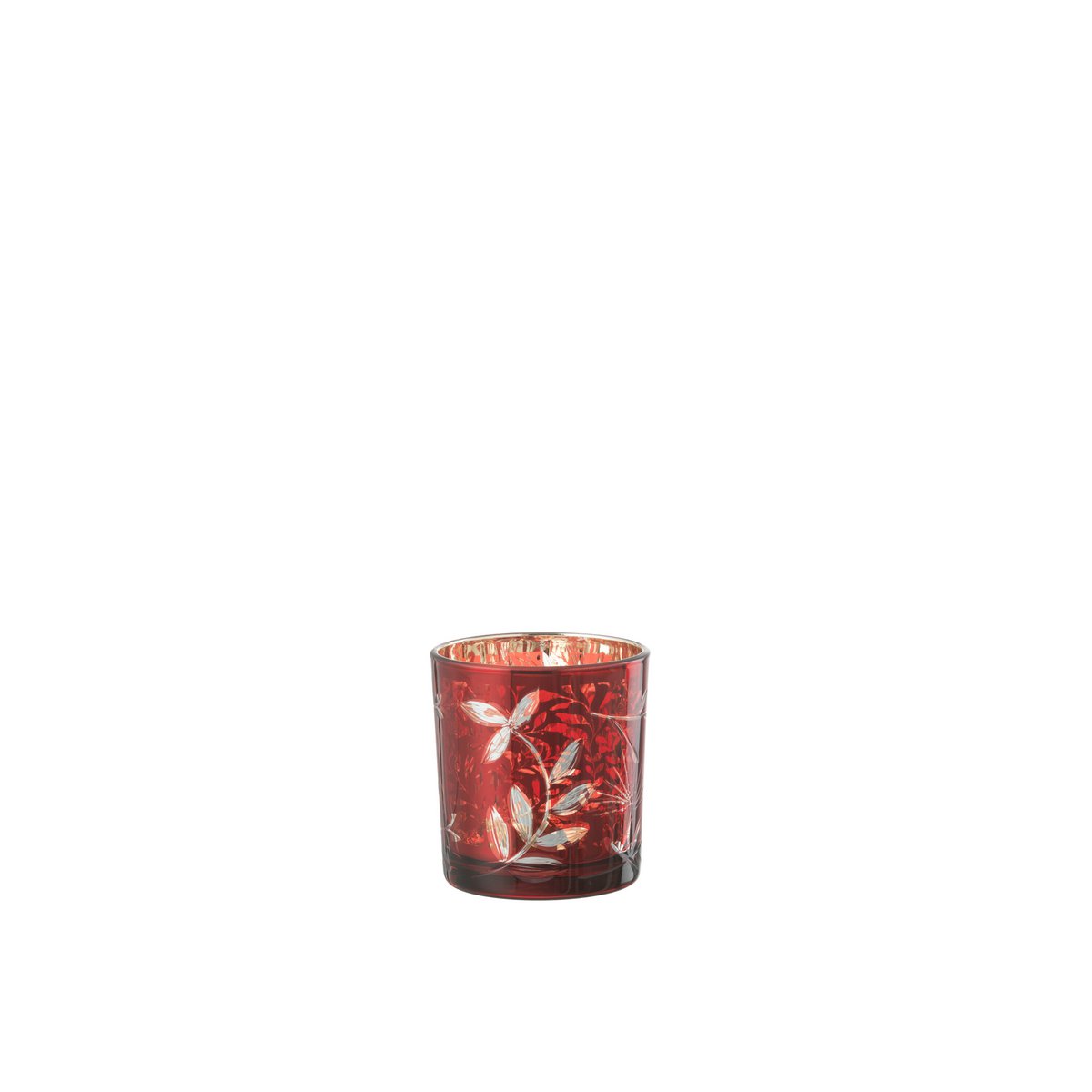 Lanterne J-Line Feuilles en verre rouge et or, vue de face