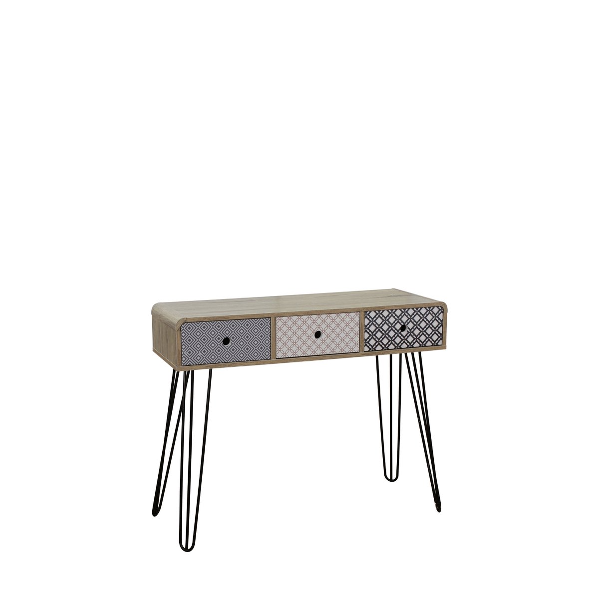 Console moderne en bois avec tiroirs en métal