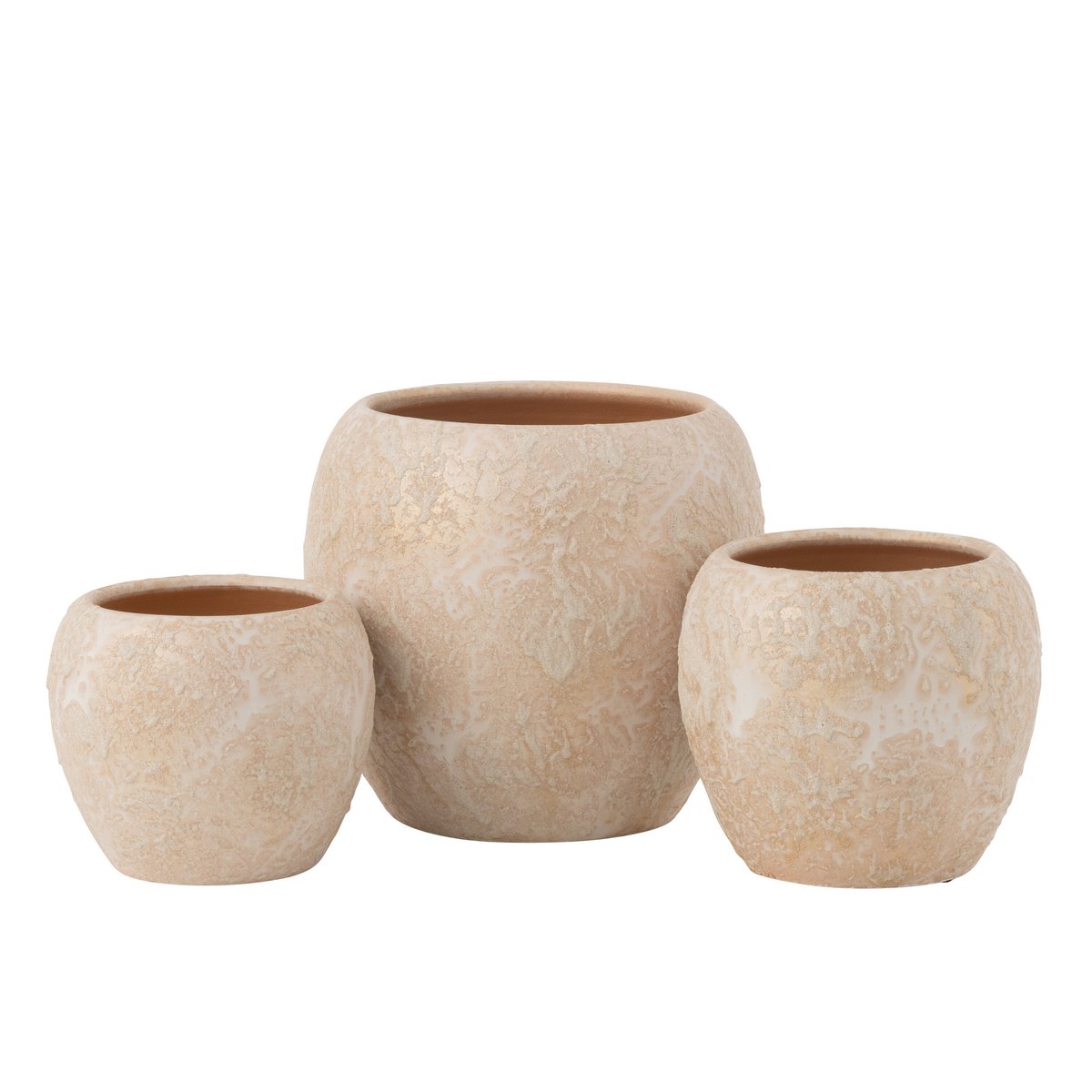 Pot de fleurs J-Line Bloempot Round Terra en rose et or, vue de face