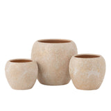 Pot de fleurs J-Line Bloempot Round Terra en rose et or, vue de face
