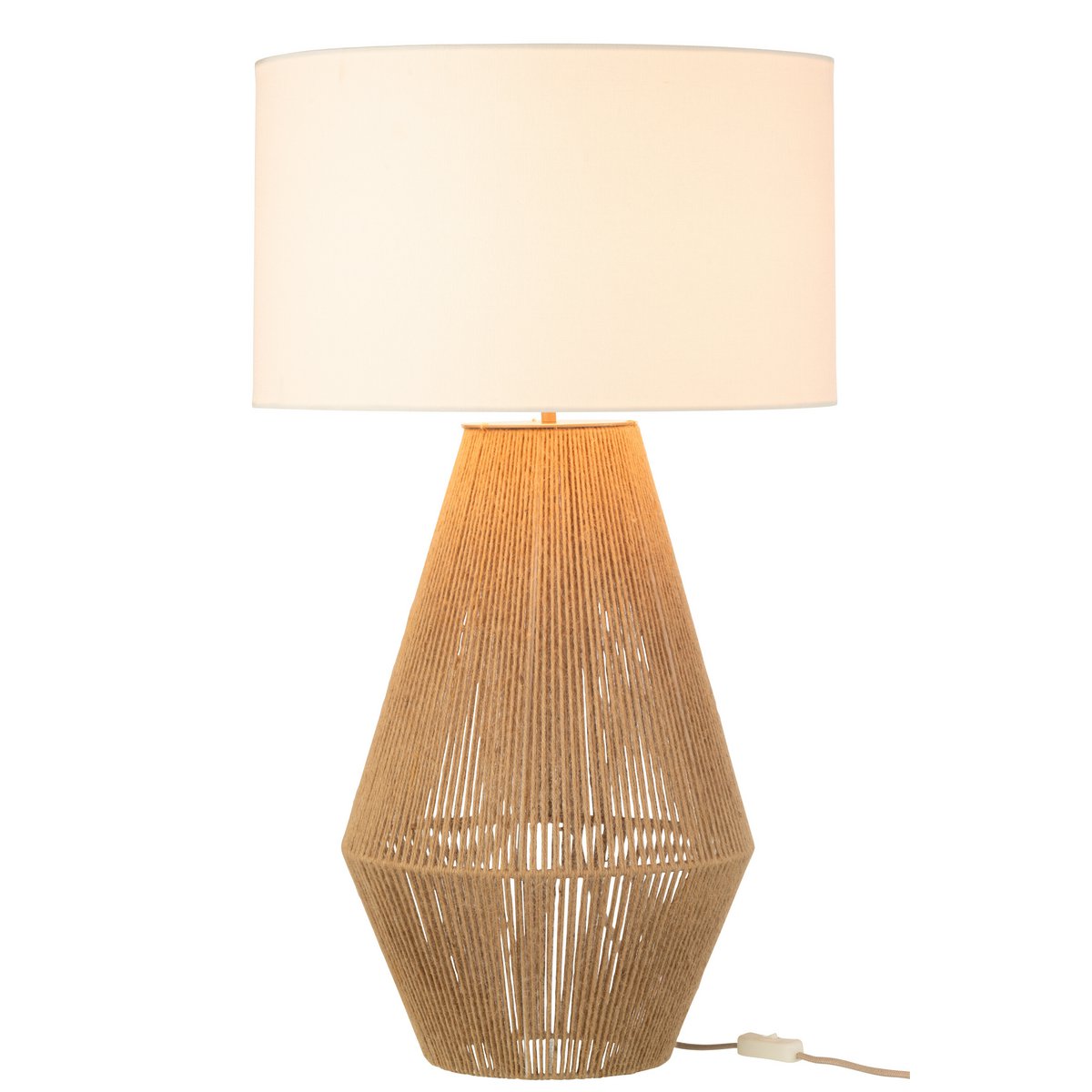 Lampe String J-Line en métal et jute naturel vue de face