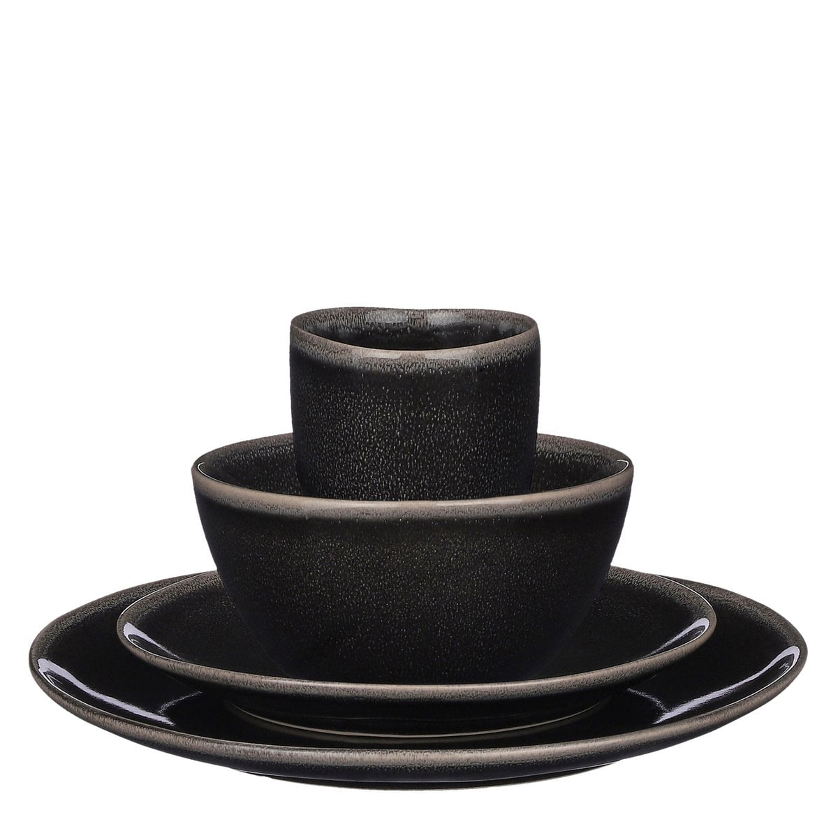 Service de table Tabo Noir - Ensemble de 16 pièces en céramique