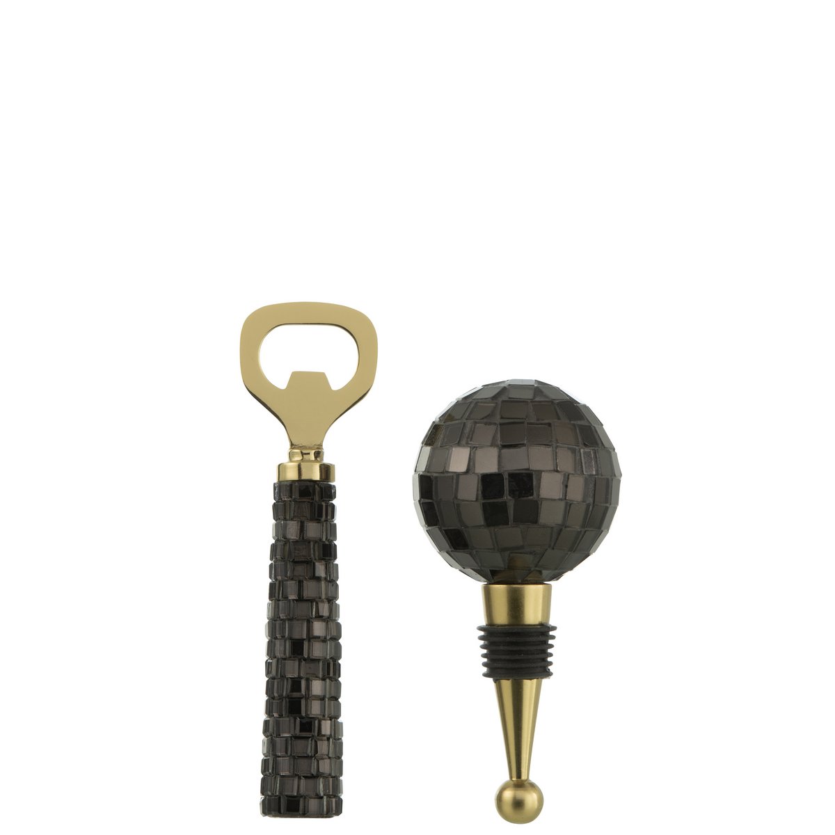 Détail de l'ouvre-bouteille J-Line - design chic en verre noir