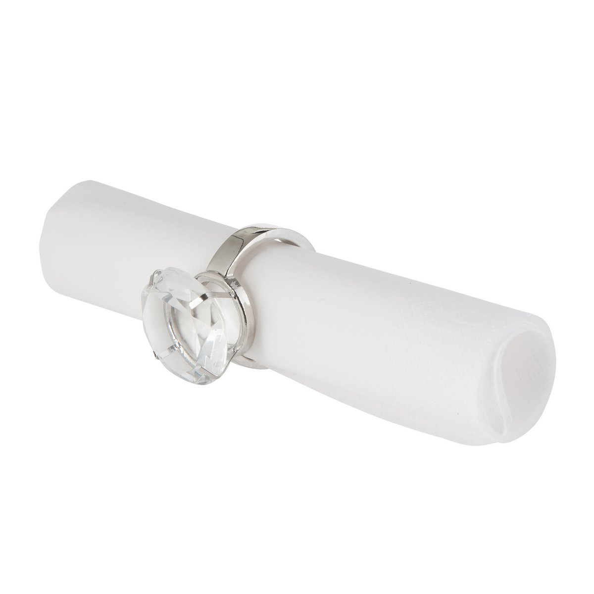 Rond de serviette J-Line Alliance Trans/Argent avec détails argentés