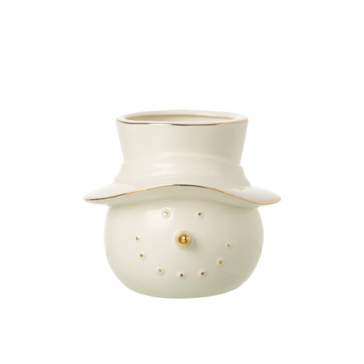 Figurine J-Line Snowpie en céramique écru, vue latérale