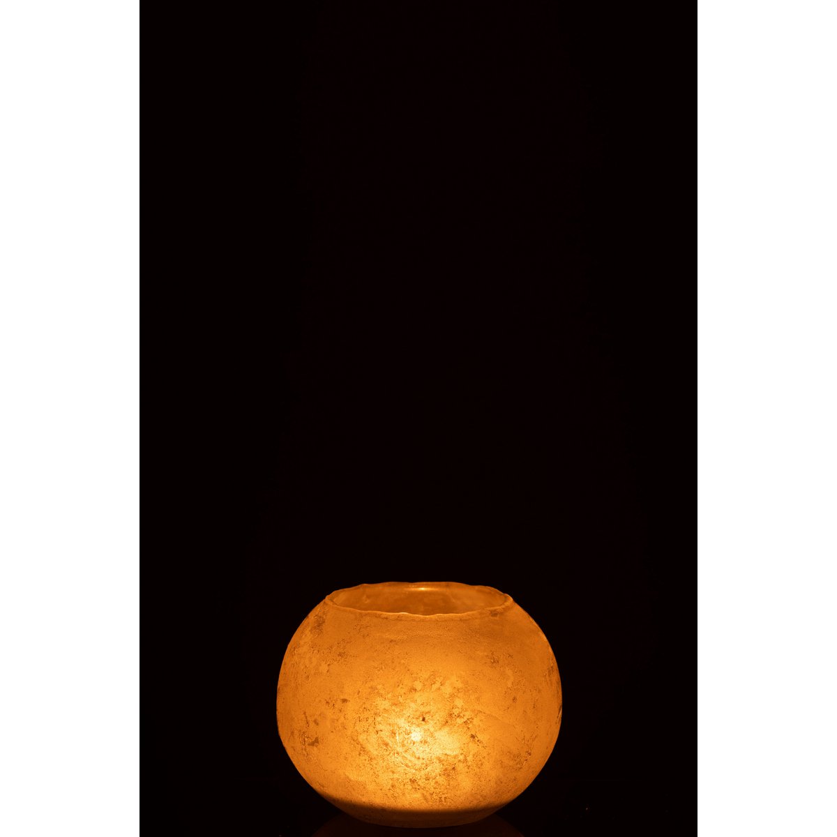 Vase Soda Rond en Verre Doré, vue de côté montrant la transparence