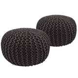 Tabouret de siège pouf ensemble 2 pièces Ø 55 cm h 37 cm tabouret de tricot coussin de plancher