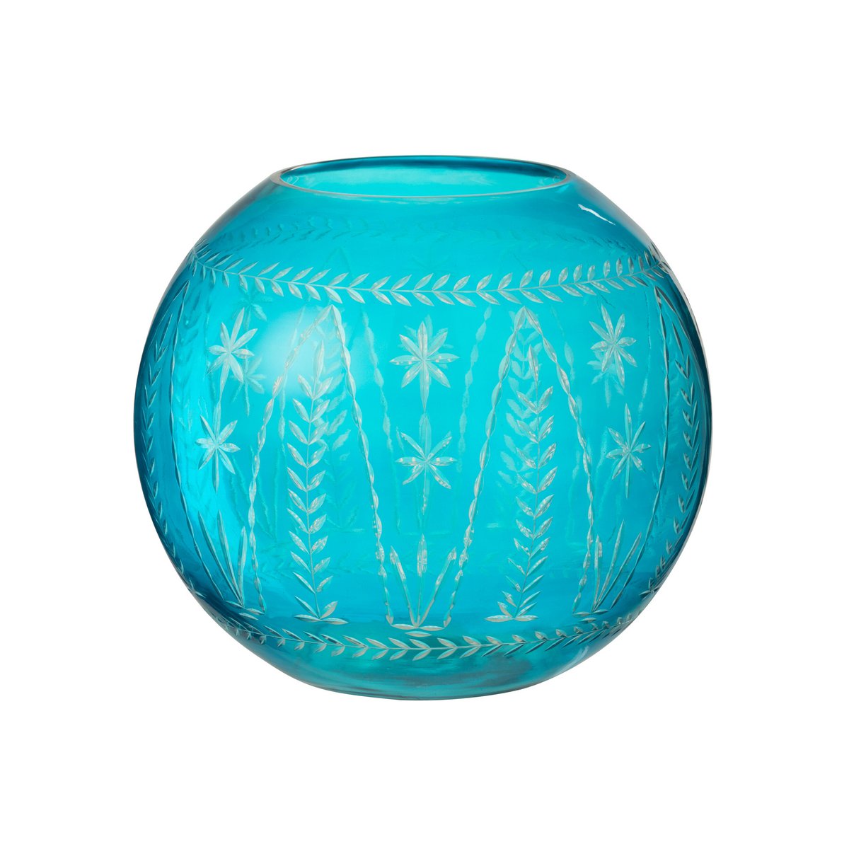 Vase Tarifa rond en verre aqua, design élégant et contemporain